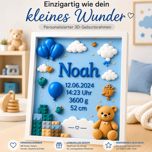 Personalisierter 3D-Geburtsrahmen 💙